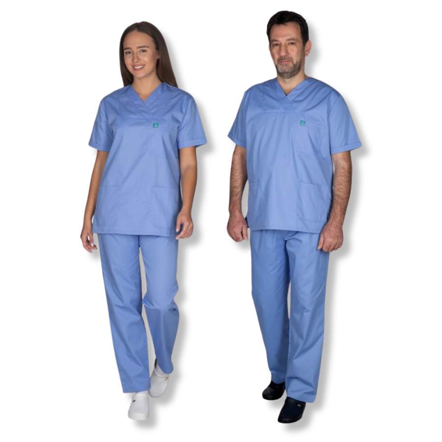 Scrub-Unisex-Σιέλ-Ιατρική-στολή-σετ-γιατροί-νοσοκόμοι-αισθητικοί-κτηνίατροι.jpg Scrub Unisex Σιέλ Ιατρική στολή σετ - Image 1